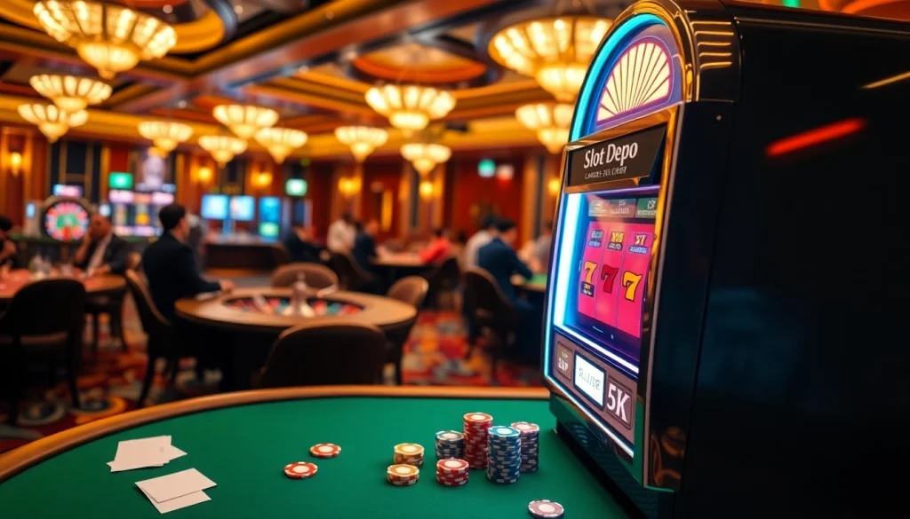 Experience the excitement of slot depo 5k with vibrant slot machines and lively casino atmosphere.