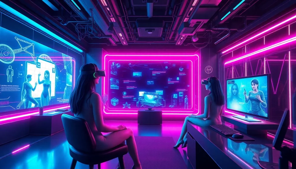 Engaging scene of AI-driven porn games showcasing futuristic graphics and interactive elements.