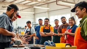 Students learning vital skills at trade schools oahu, engaged in hands-on training activities.