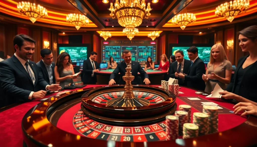 FABET casino table showcasing players excitement during an intense gambling round.