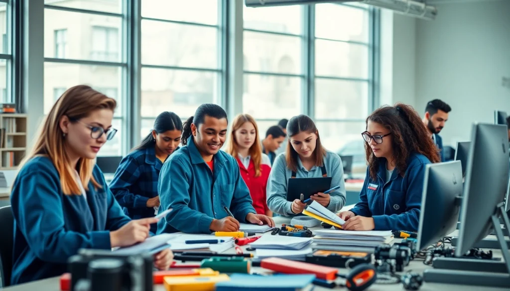 Trade School In Tennessee students engaged in hands-on learning in a modern class environment.