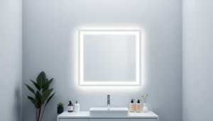 Enhance your bathroom decor with this elegant bathroom mirror with led light showcasing modern design and smooth surfaces.