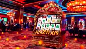Experience the thrill of Mahjong Ways 2 with an exciting slot machine in a luxurious casino setting.