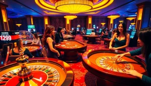 Players enjoying high-stakes poker and roulette at Haywin casino, embodying luxury and excitement.