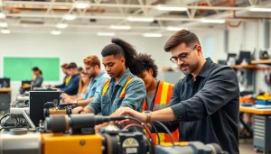 Students trained in Trade School Tennessee using machinery and tools in a hands-on learning environment.