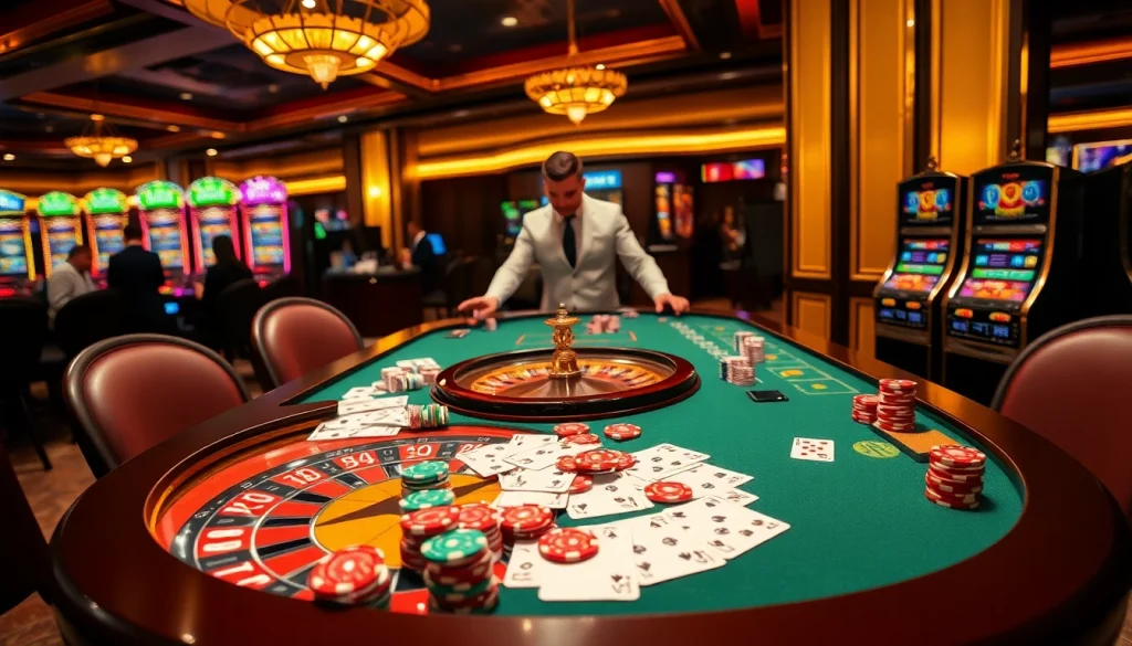 Gopay88 Daftar highlights an exciting casino scene with poker and roulette elements.