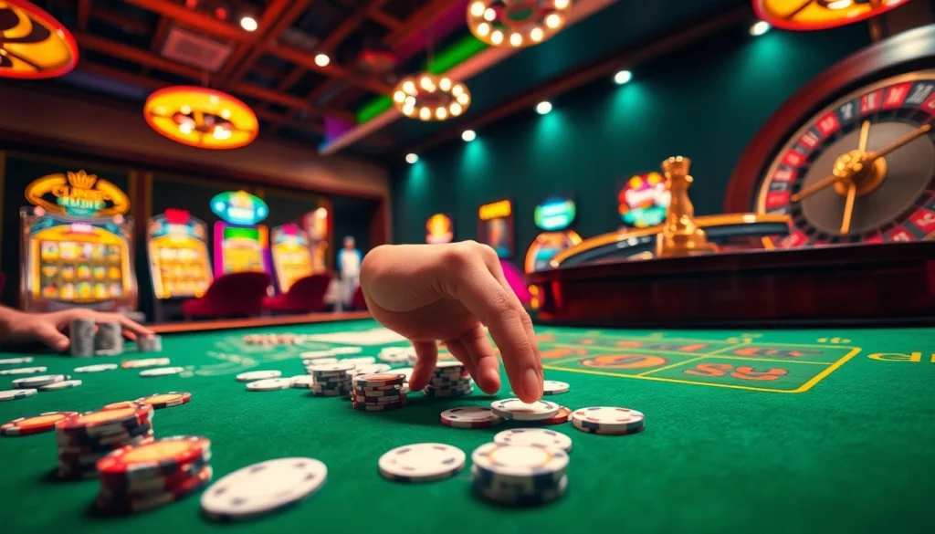Experience the thrill of playing at 789club with vibrant casino tables and poker elements.