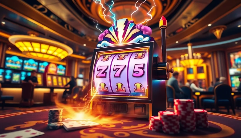 Experience the thrilling slot zeus machine surrounded by the vibrant energy of a casino.