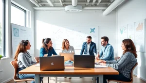 Optimizing digital strategies with SEO Agentur mit KI tools in a modern office environment.