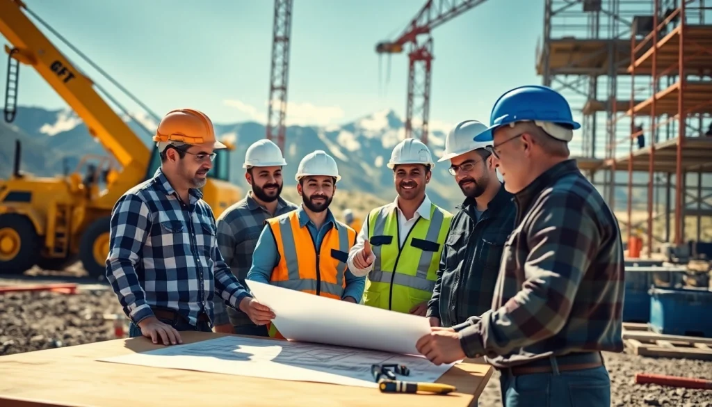 Construction association Colorado professionals working together on-site, planning and executing a project.
