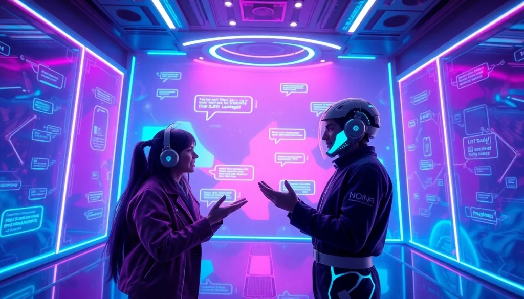 Immersive scene illustrating NSFW AI interactions with neon colors and futuristic elements.