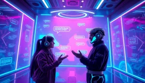 Immersive scene illustrating NSFW AI interactions with neon colors and futuristic elements.