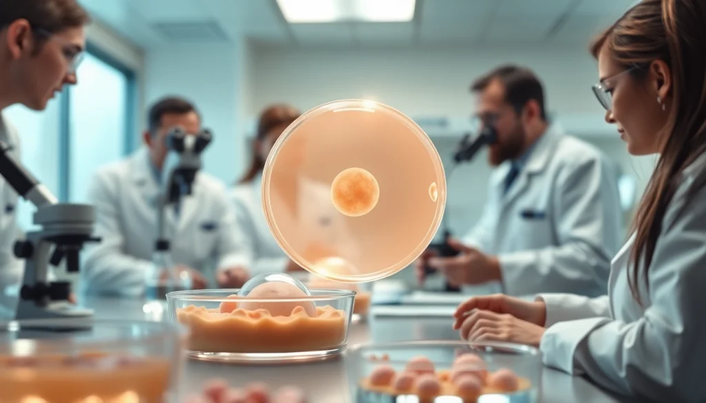 Osservazione di blastocisti in laboratorio da parte di scienziati esperti.