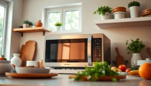 Enhance microwave oven sales with a vibrant modern kitchen and stylish microwave design.