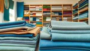 Canvas stoffen in diverse kleuren en texturen, prachtig gepresenteerd in een showroom.