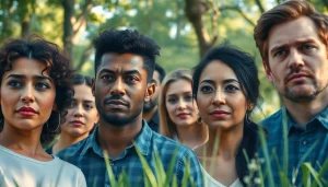 Anxiety symptoms depicted through diverse emotional expressions in a calming environment.