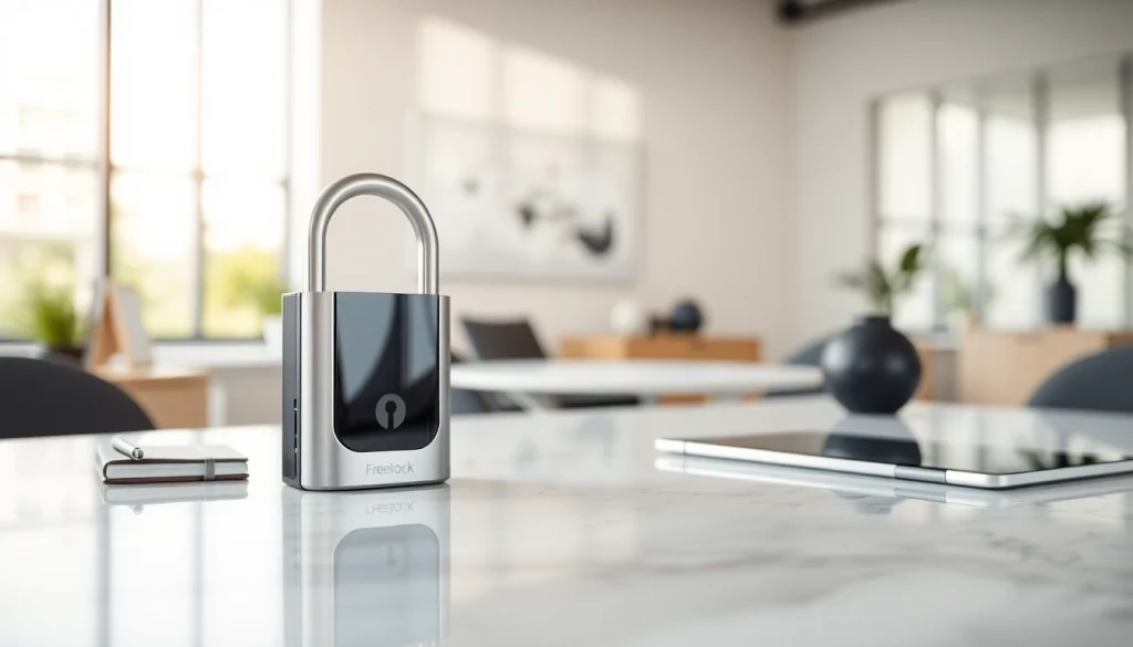 Freelock device displayed elegantly on a modern countertop to highlight its features und usability.