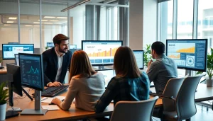 Team optimizing seo meta tags in a collaborative, high-tech workspace with analytics.