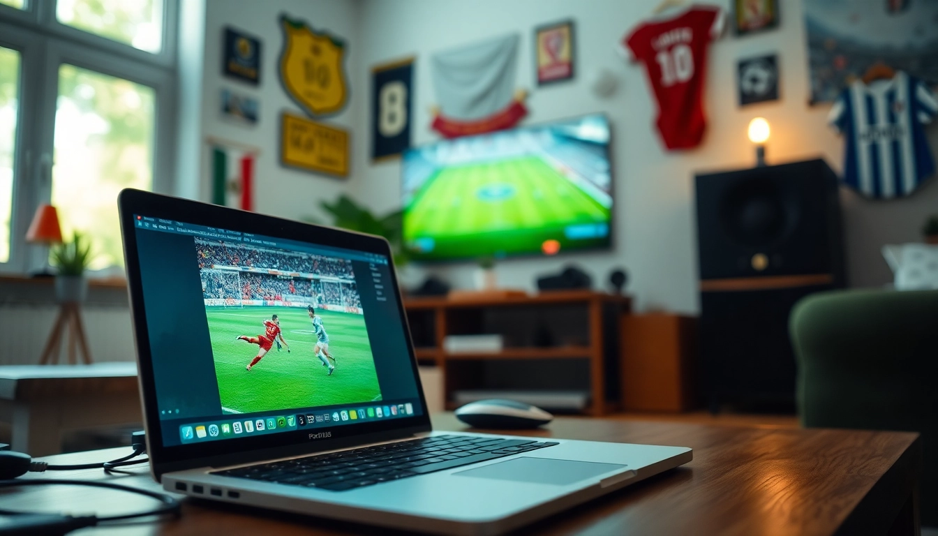 Menikmati bolakami streaming pada laptop di lingkungan rumah yang nyaman.